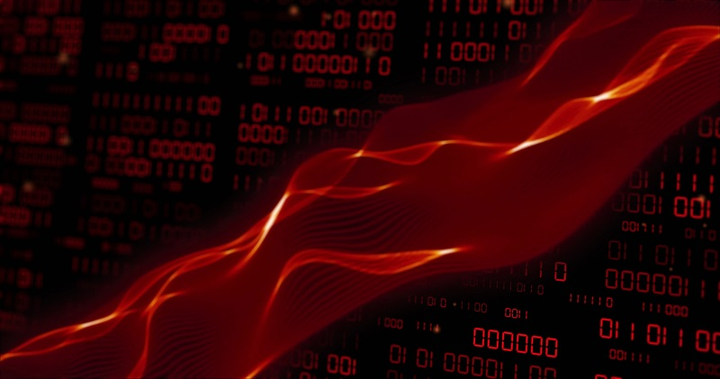 Network information flow concept with binary code background