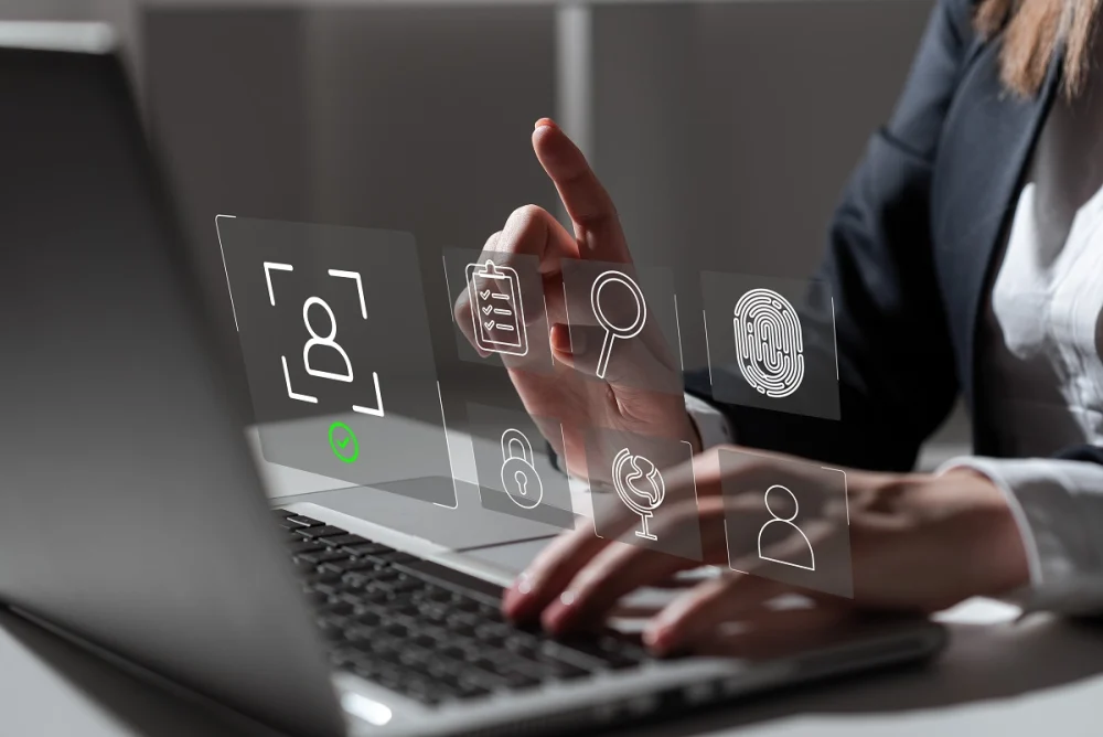 User completing digital identity verification with biometric and document checks, representing automated KYC workflows